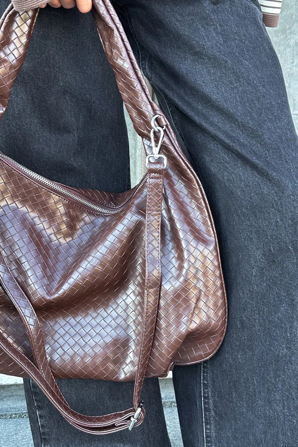 Peony Hobo Bag - Dark Brown