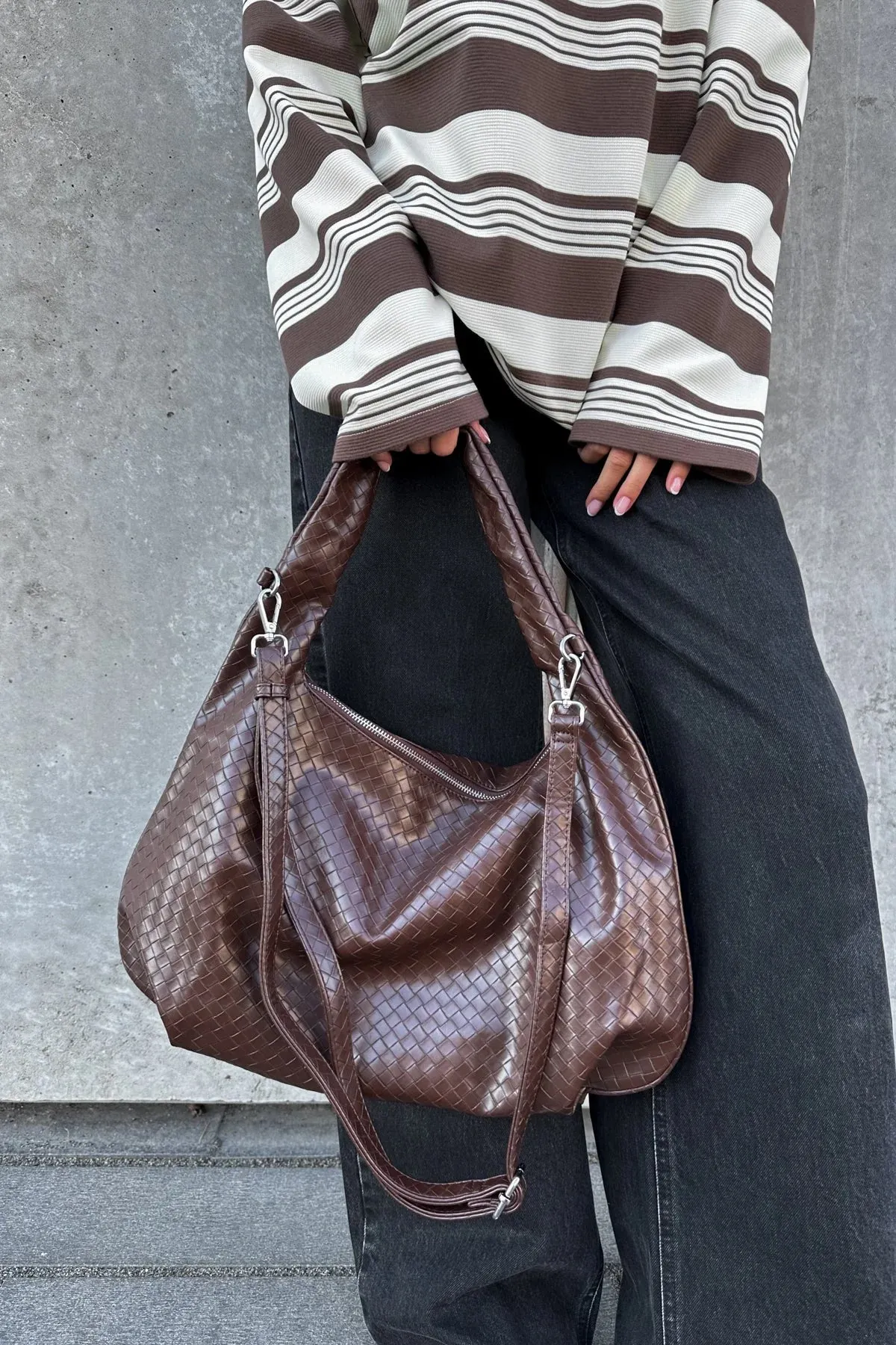 Peony Hobo Bag - Dark Brown