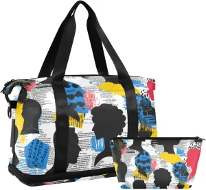 People Silhouette Art Street Duffel Bags Gym Sports Carry with Toiletry Bag for Trip Foldable