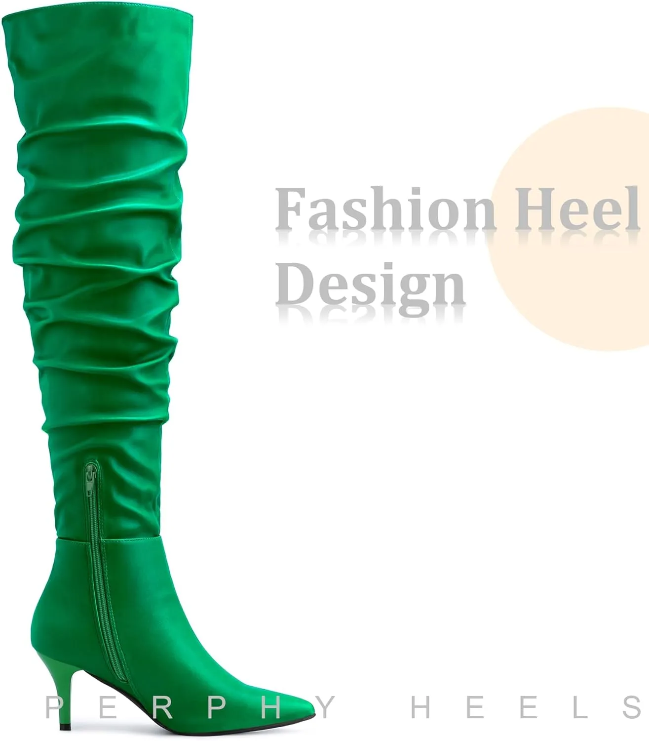 Perphy Pointed Toe Slouches Stiletto Heels Over the Knee High Boots for Women