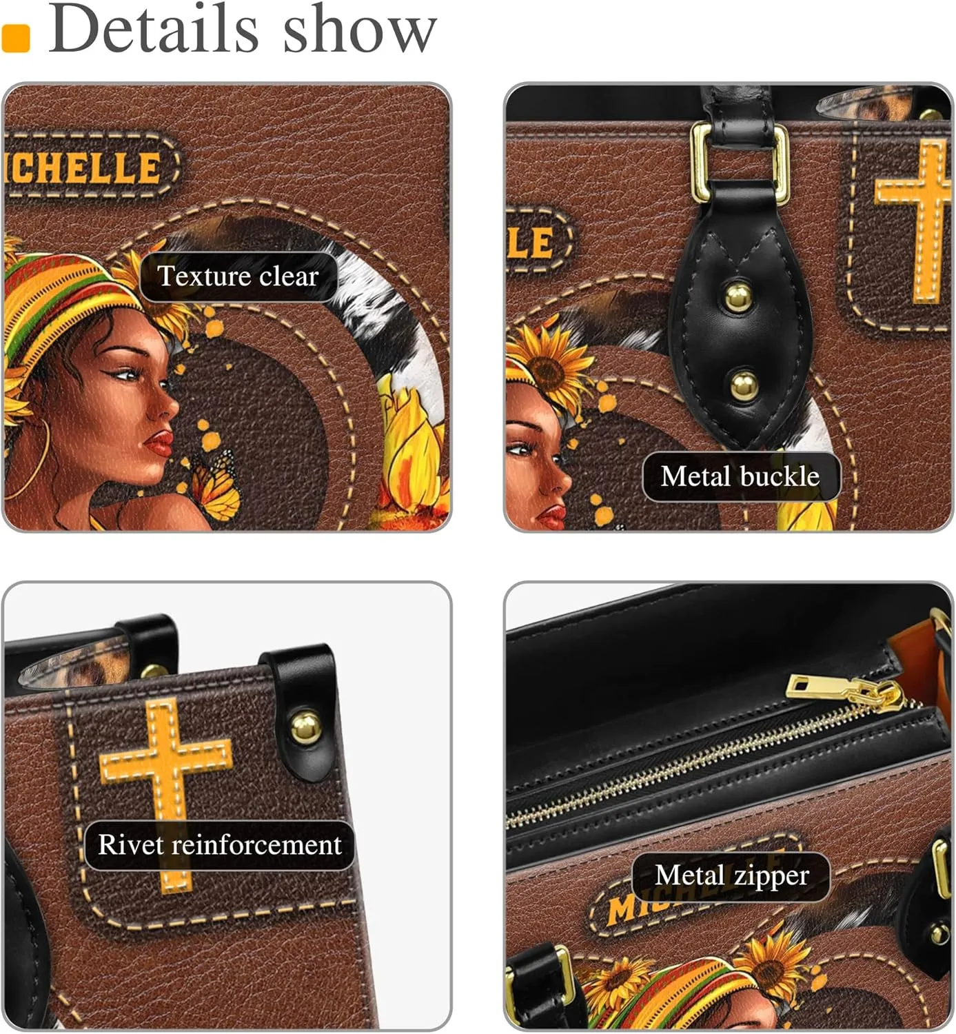 Personalized Black Queen Leather Bag, Gift for African American, Afro Black Girl, Mother's Day Gift