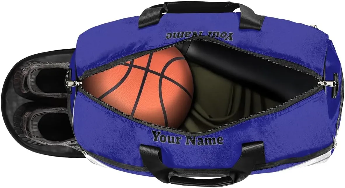 Personalized Cheer Duffel Bag Cheerleader Weekender Overnight Bag Custom Name Team Gift Lightweight Gymnastics Dance Bag Waterproof Sport Gym Travel Collapsible Carry on Tote Bag Blue Silvery White