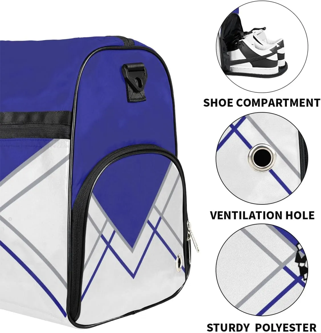 Personalized Cheer Duffel Bag Cheerleader Weekender Overnight Bag Custom Name Team Gift Lightweight Gymnastics Dance Bag Waterproof Sport Gym Travel Collapsible Carry on Tote Bag Blue Silvery White