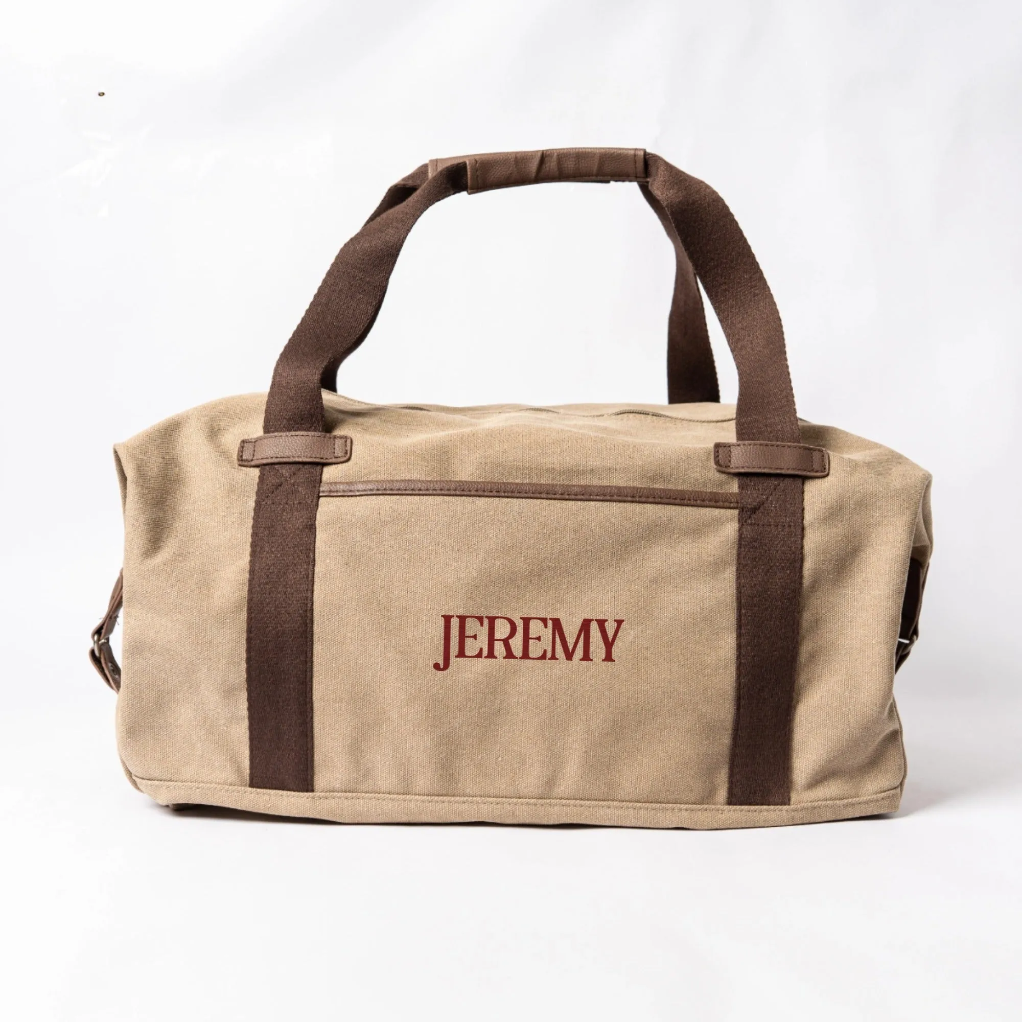 Personalized Khaki Duffle Bag