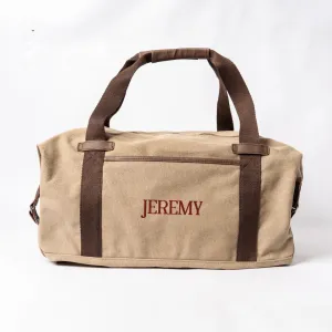 Personalized Khaki Duffle Bag