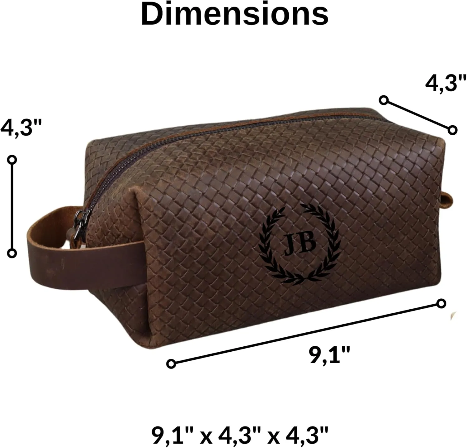 Personalized Premium Genuine Leather Dopp Kit for Men - Handcrafted Toiletry Travel Bag with Monogram Option - Gift for Groomsmen, Father's Day, Anniversary, Wedding Gift for Groomsmen (Brown-2)