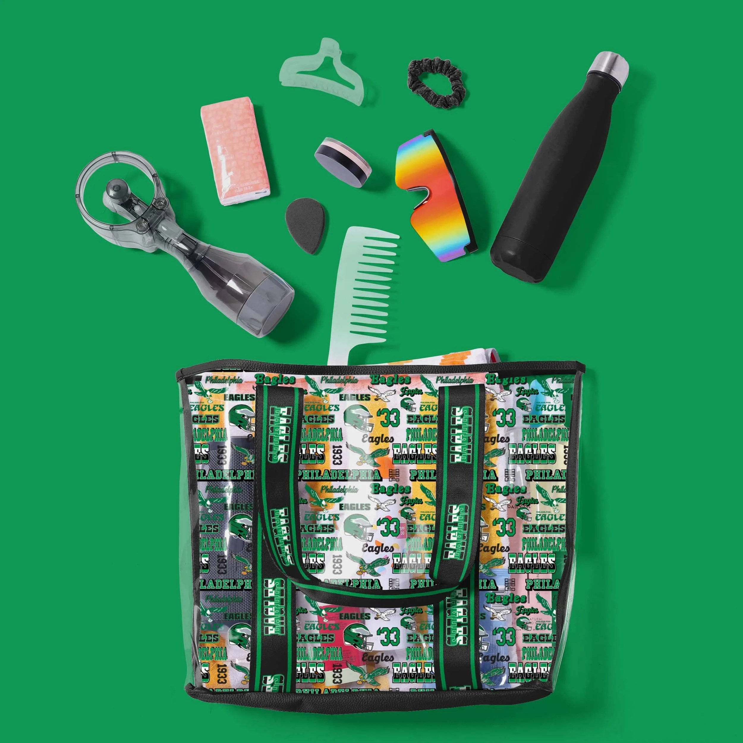 Philadelphia Eagles Repeat Retro Print Clear Tote Bag