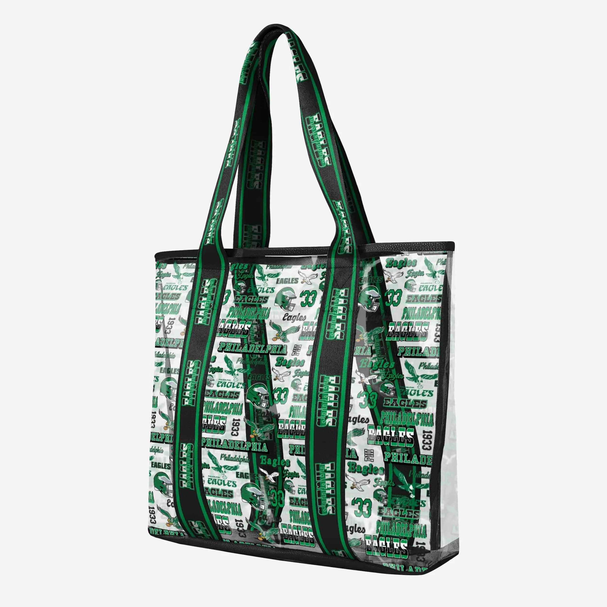 Philadelphia Eagles Repeat Retro Print Clear Tote Bag