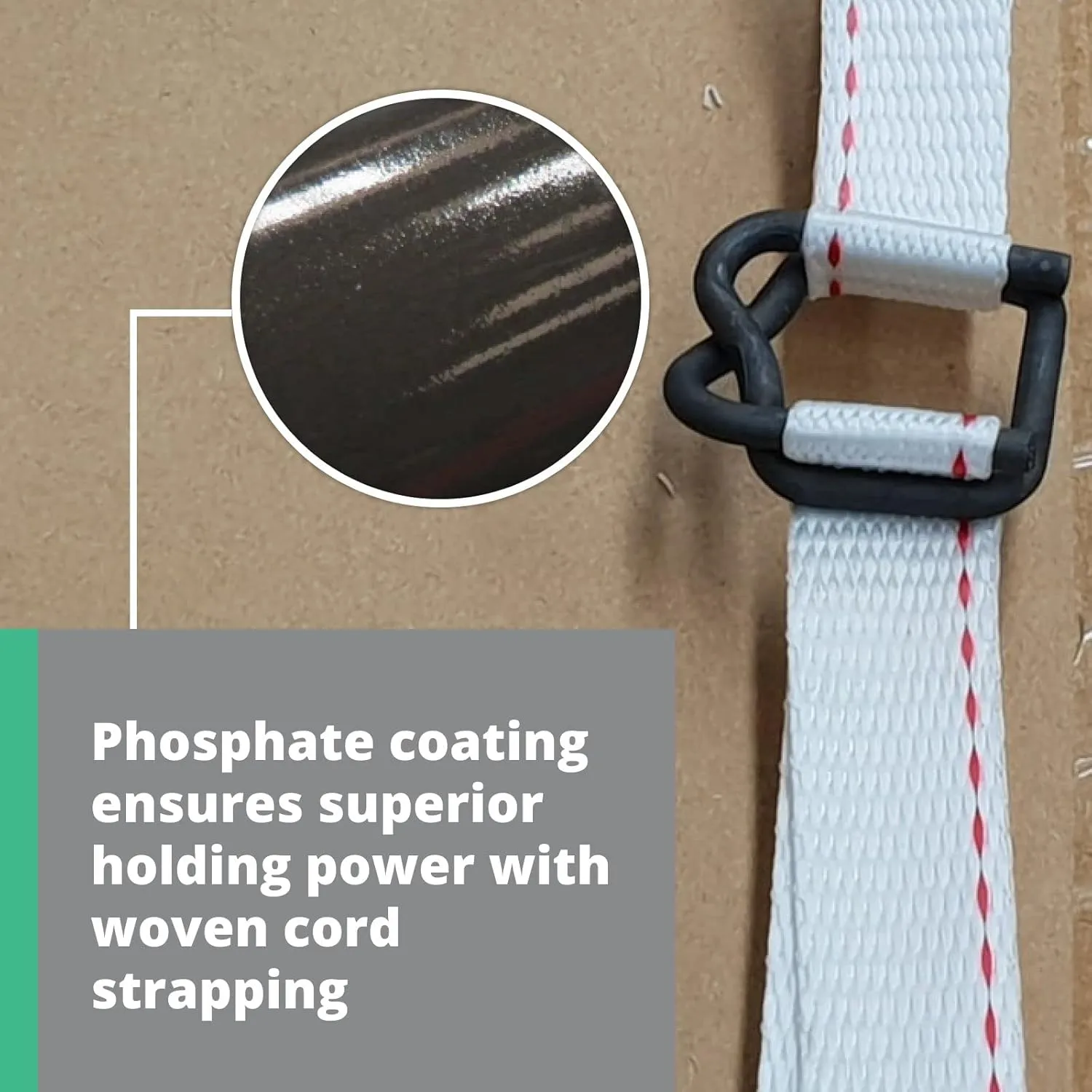 Phosphate Cord Strapping Buckles 1/2", Pack of 1000 - Heavy-Duty Metal Buckles with Phosphate Coating for Woven Cord Strapping - Reusable Metal Wire Buckle for Strapping - SKU BP-12 by IDL Packaging