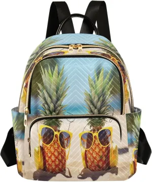 Pineapples with Sunglasses Backpack Purse for Women Fashion Small Mini Daypack Purse for Lady Anti-theft Shoulder Bag for Lady Women, Medium