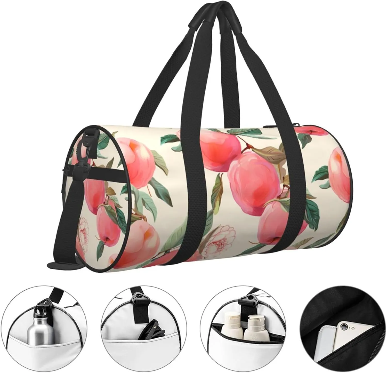 Pink Peach Travel Duffle Bag for Men Women Sport Gym Bag Foldable Weekender Bag Carry on Overnight Bag for Travel Swimming Basketball