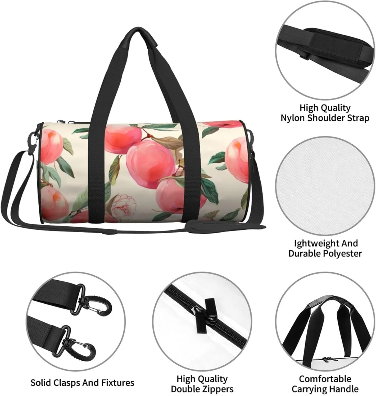 Pink Peach Travel Duffle Bag for Men Women Sport Gym Bag Foldable Weekender Bag Carry on Overnight Bag for Travel Swimming Basketball