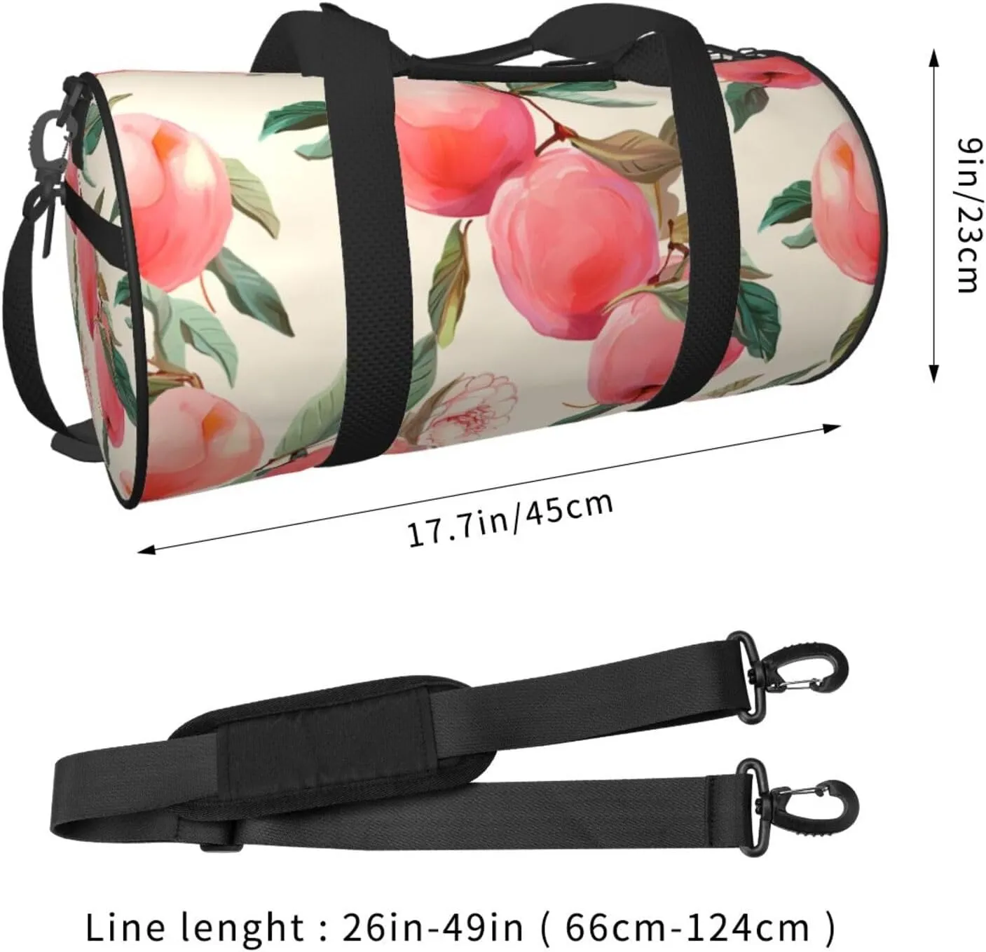 Pink Peach Travel Duffle Bag for Men Women Sport Gym Bag Foldable Weekender Bag Carry on Overnight Bag for Travel Swimming Basketball