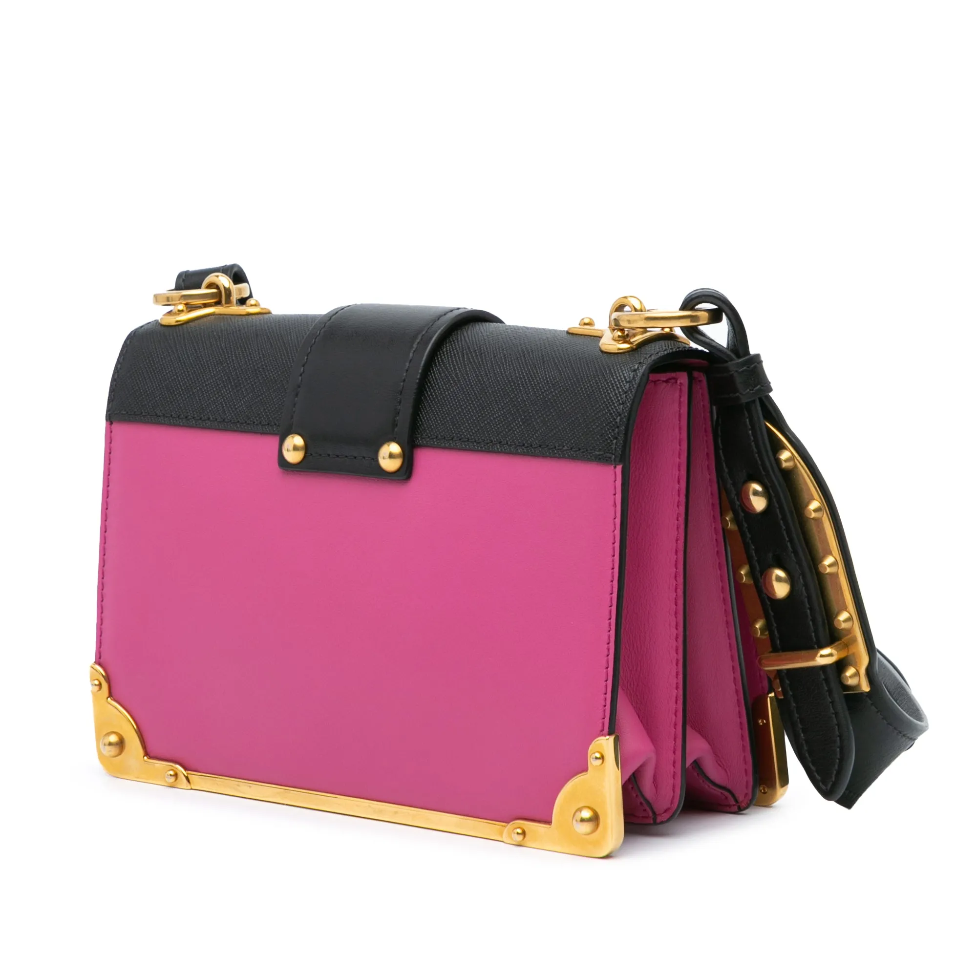 Pink Prada Saffiano Trimmed City Calf Cahier Crossbody