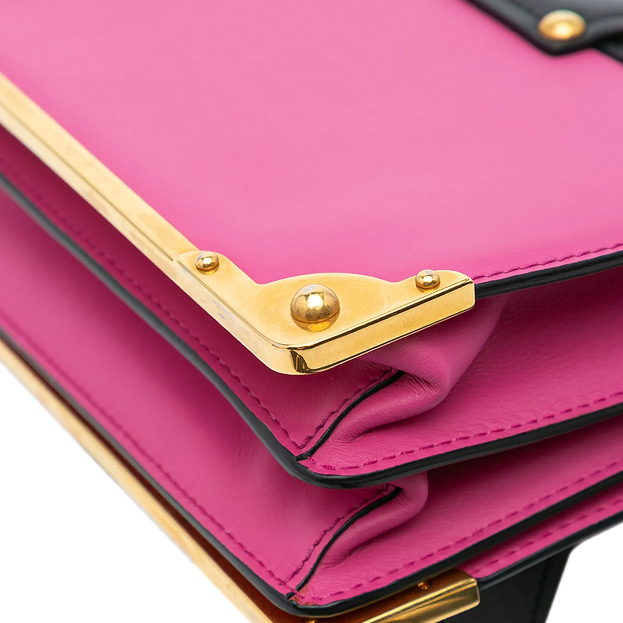 Pink Prada Saffiano Trimmed City Calf Cahier Crossbody