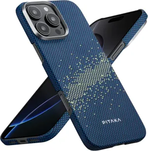 Pitaka iPhone 16 Pro Case - Compatible with MagSafe, Thin & Light, 1500D Aramid Fiber Woven - Tactile Woven Case-Milky Way Galaxy