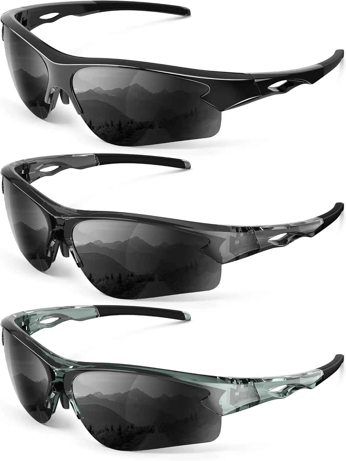 Polarized Sports Sunglasses for Men and Women - UV Protection Half Frame Sun Glasses for Running Baseball Fishing