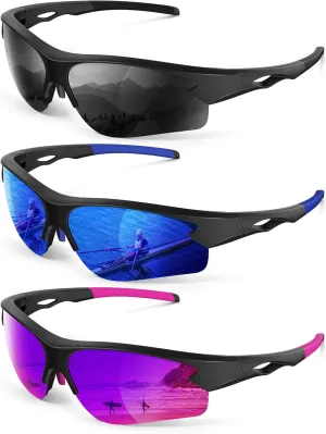 Polarized Sports Sunglasses for Men and Women - UV Protection Half Frame Sun Glasses for Running Baseball Fishing