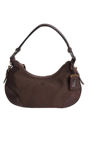 Prada Logo Jacquard Hobo