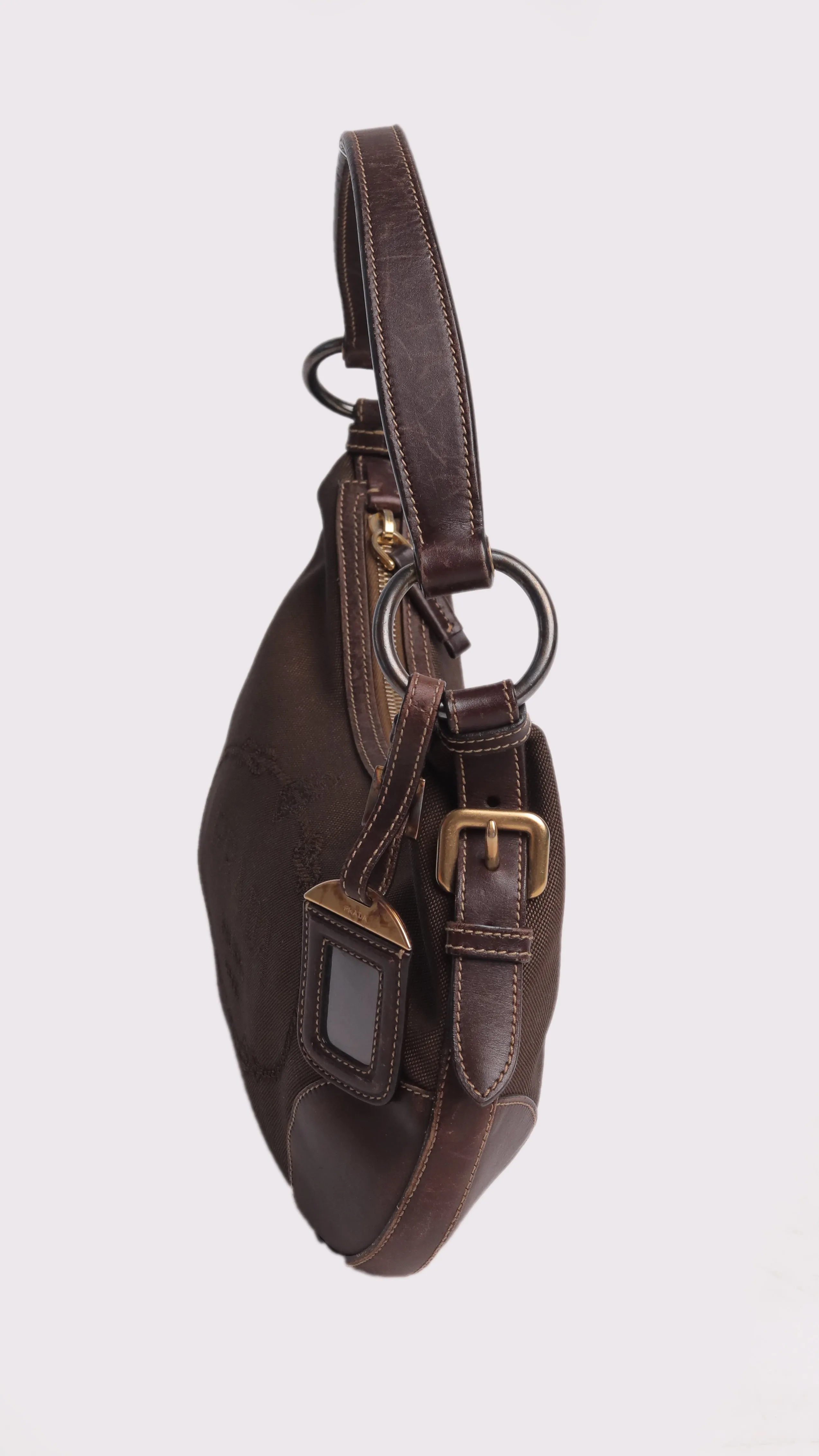 Prada Logo Jacquard Hobo