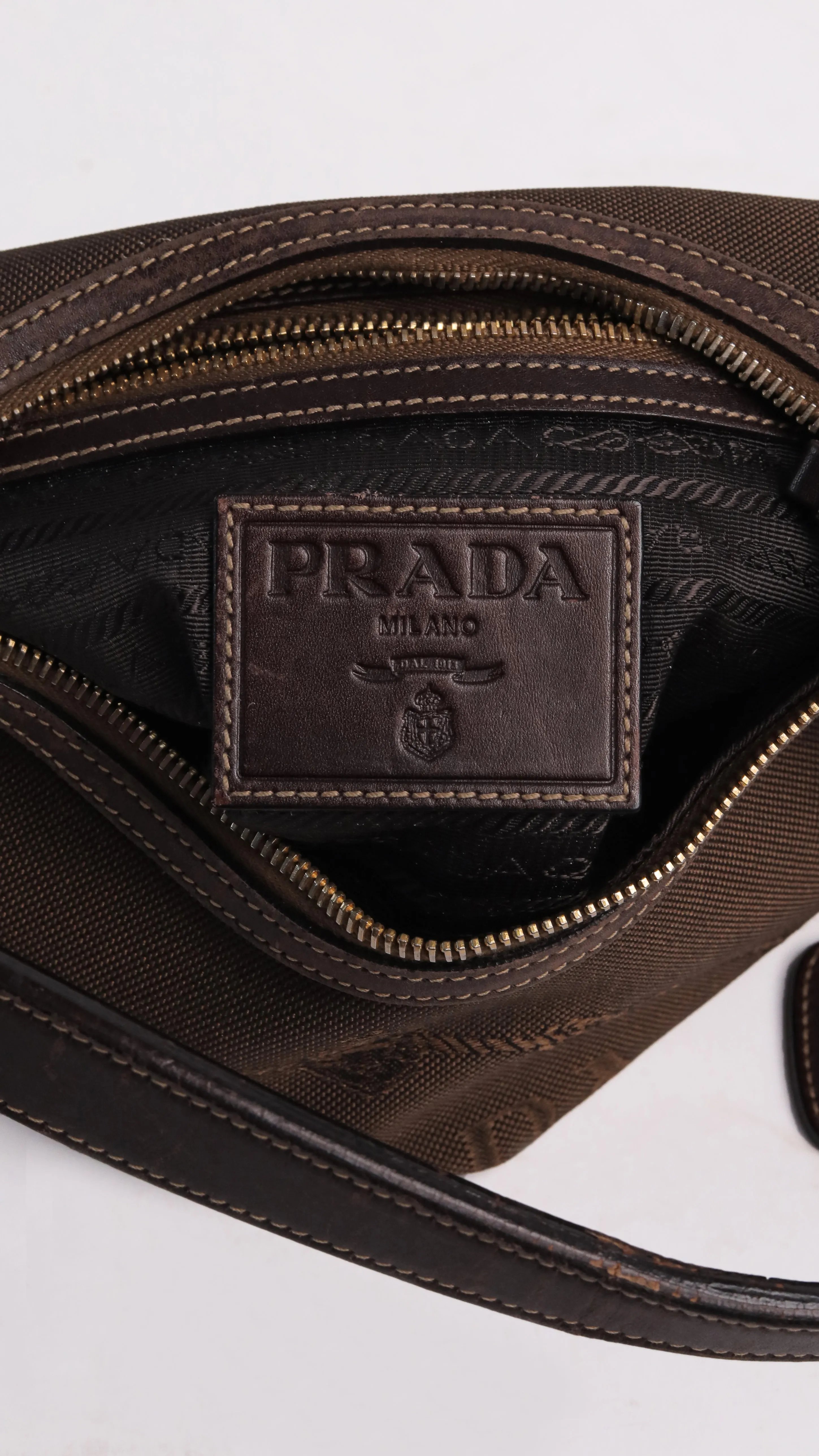 Prada Logo Jacquard Hobo