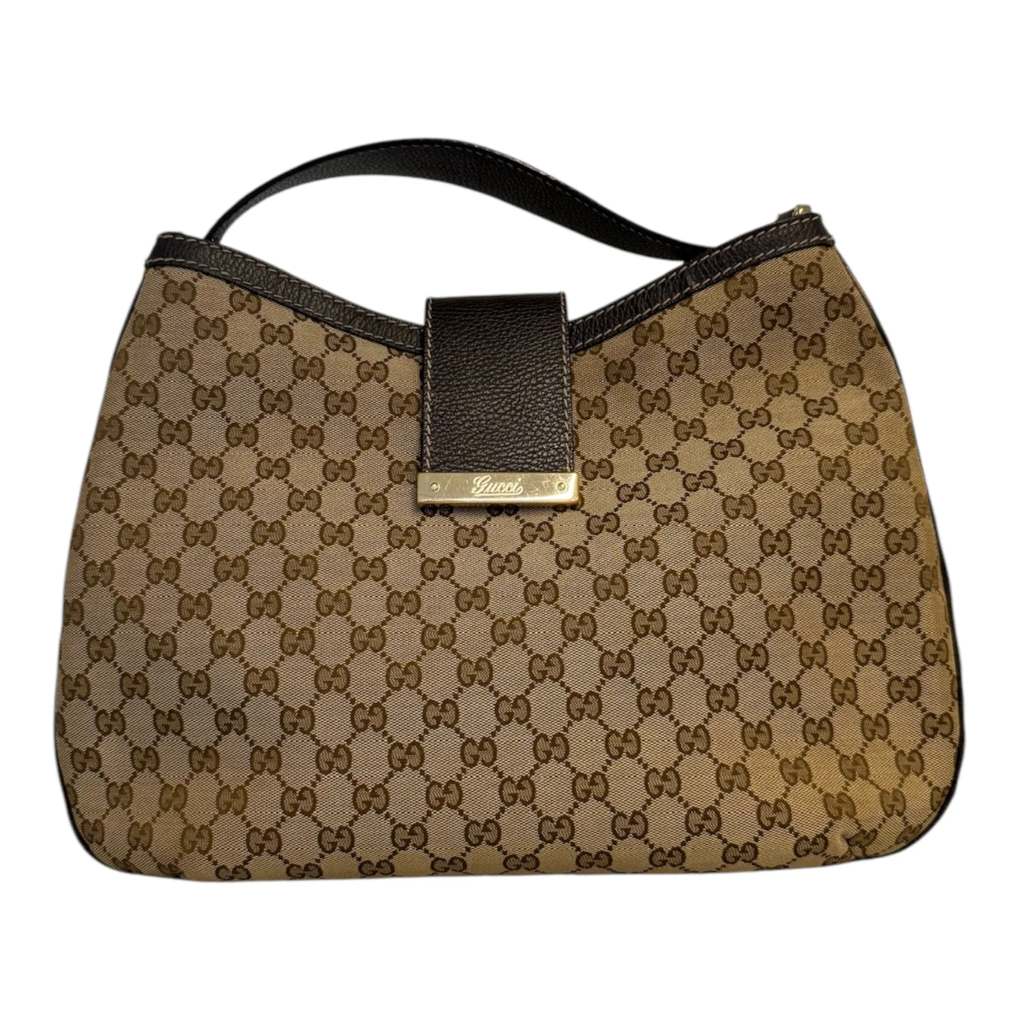 PRE-OWNED GG Beige GG Monogram Canvas Hobo Bag