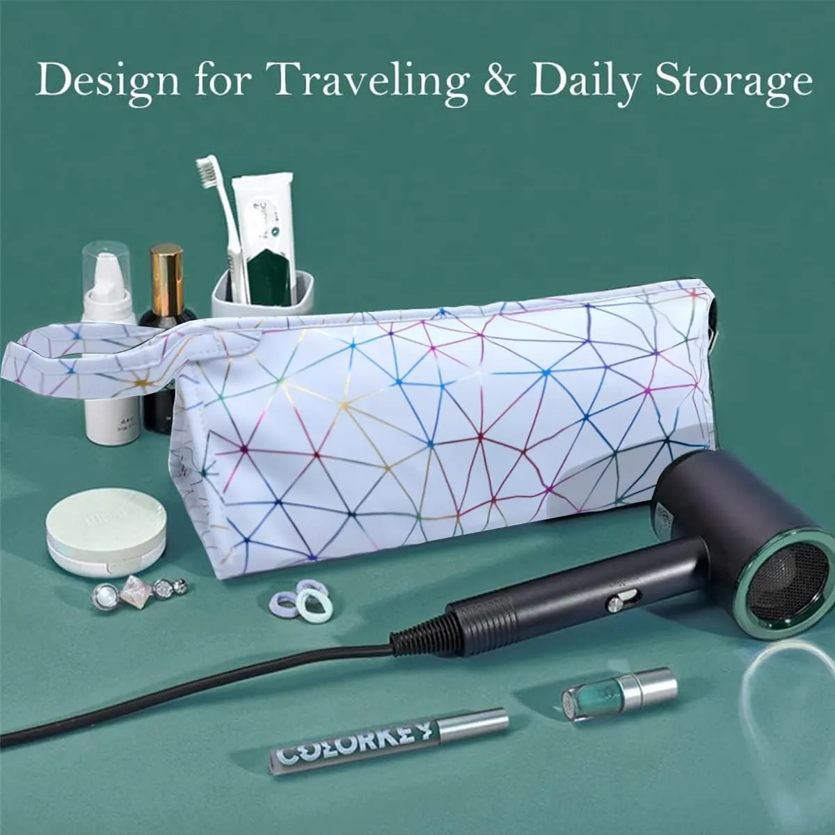 Premium Pu Leather Travel Storage Bag Compatible with Dyson Airwrap & Hair Dryer, Portable Carrying Organizer for Hair Attachments (White)