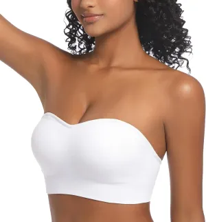 PRETTYWELL Strapless Bra for Women Comfort Non-Slip Seamless Padded Bandeau Bras Wireless Tube Top Bra with Multi-Way Straps