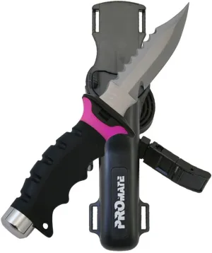 Promate KF510-Pink, Sharp Tip Stainless Steel Knife for Scuba Diving Snorkeling