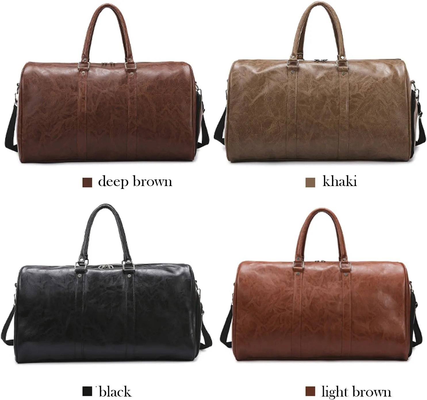 PU Leather Duffle Bag for Travel Duffel Bag, Gym Bag Overnight Bags Weekender Bag for Men (deep brown)