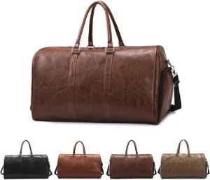 PU Leather Duffle Bag for Travel Duffel Bag, Gym Bag Overnight Bags Weekender Bag for Men (deep brown)