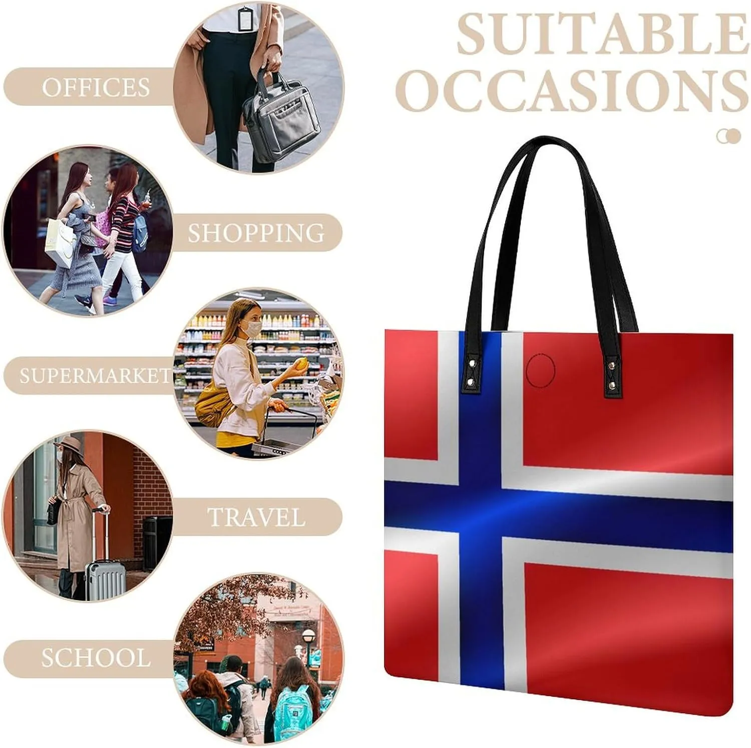 Pu Leather Tote Women Weekender Bag Shopping Handbag Travel Purse