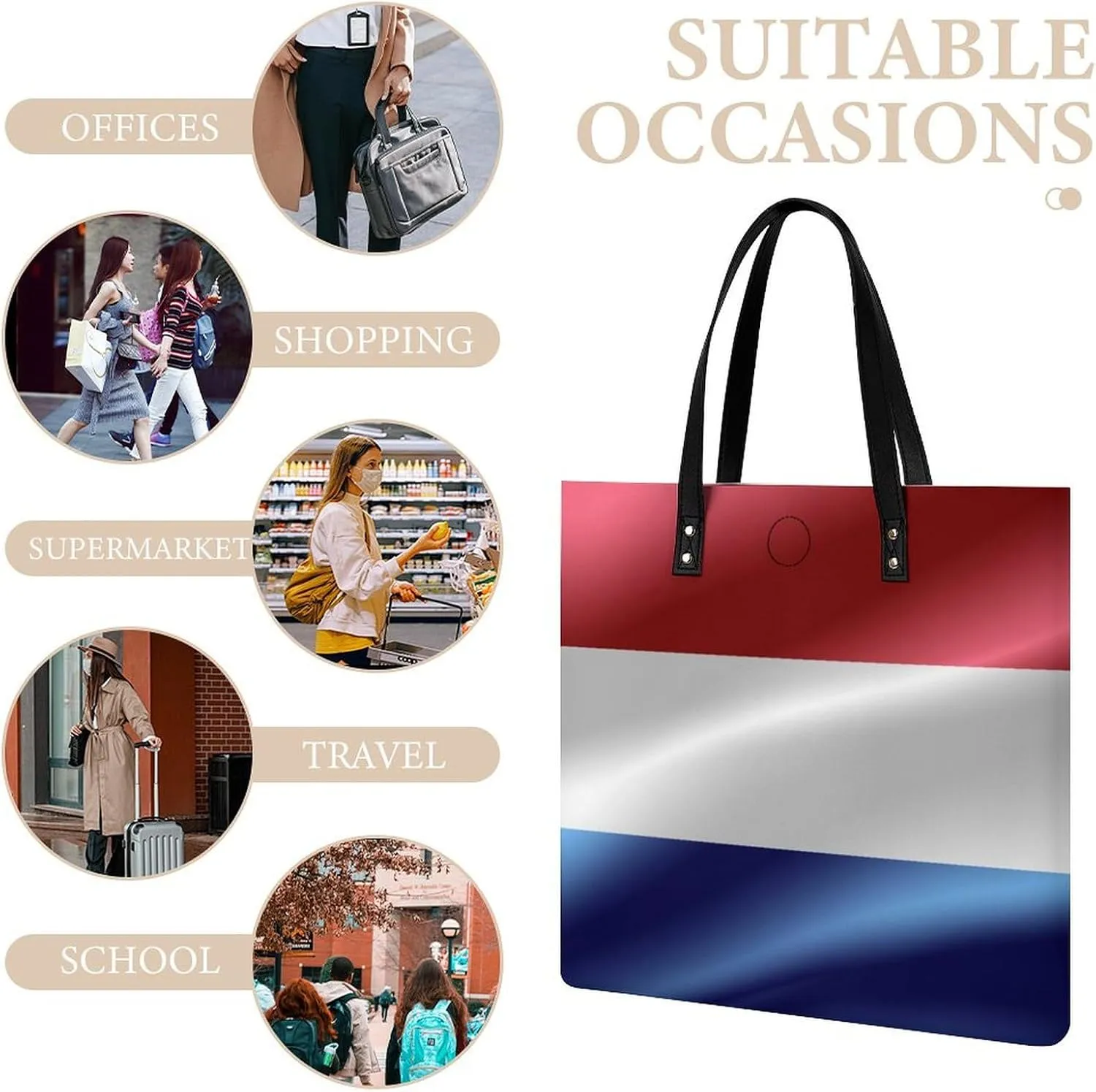 Pu Leather Tote Women Weekender Bag Shopping Handbag Travel Purse