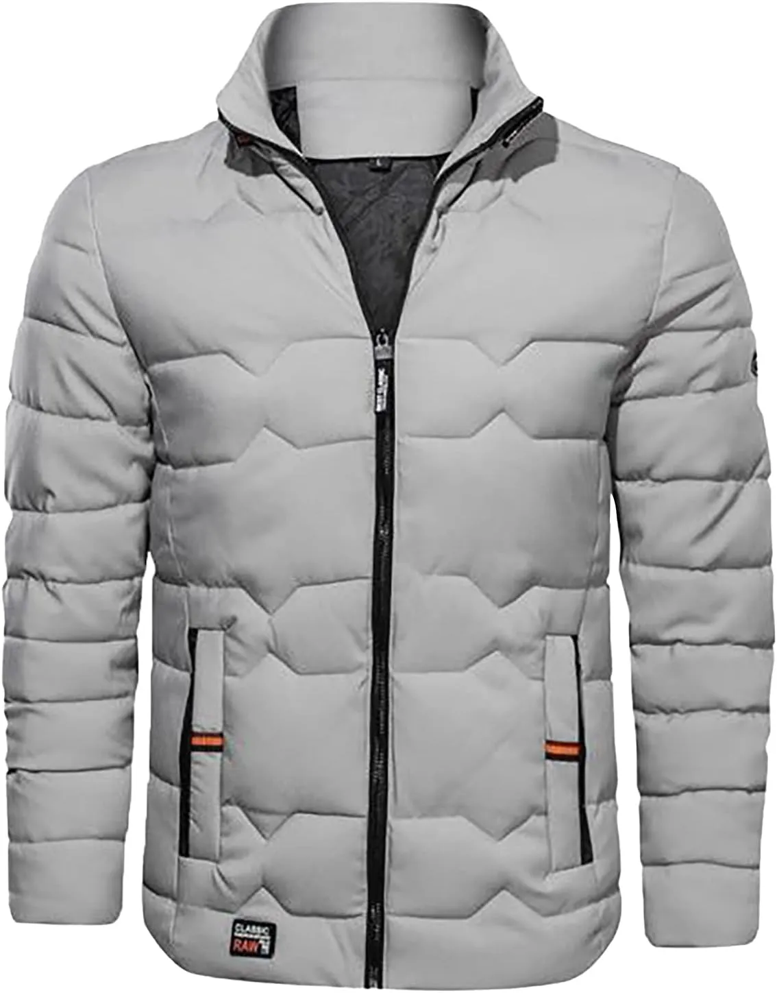 Puffer Jacket for Men Winter Warm Lightweight Coat Full Zip Water Repellent Windproof Insulated Hiking Travel Jacket