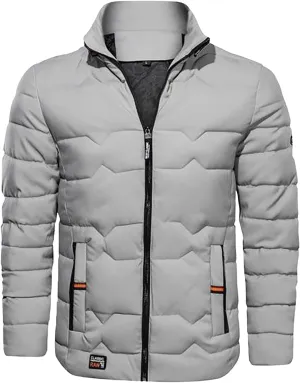 Puffer Jacket for Men Winter Warm Lightweight Coat Full Zip Water Repellent Windproof Insulated Hiking Travel Jacket
