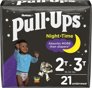 Pull-Ups Boys' Nighttime Potty Training Pants Training Underwear, 2T-3T, 21 Ct
