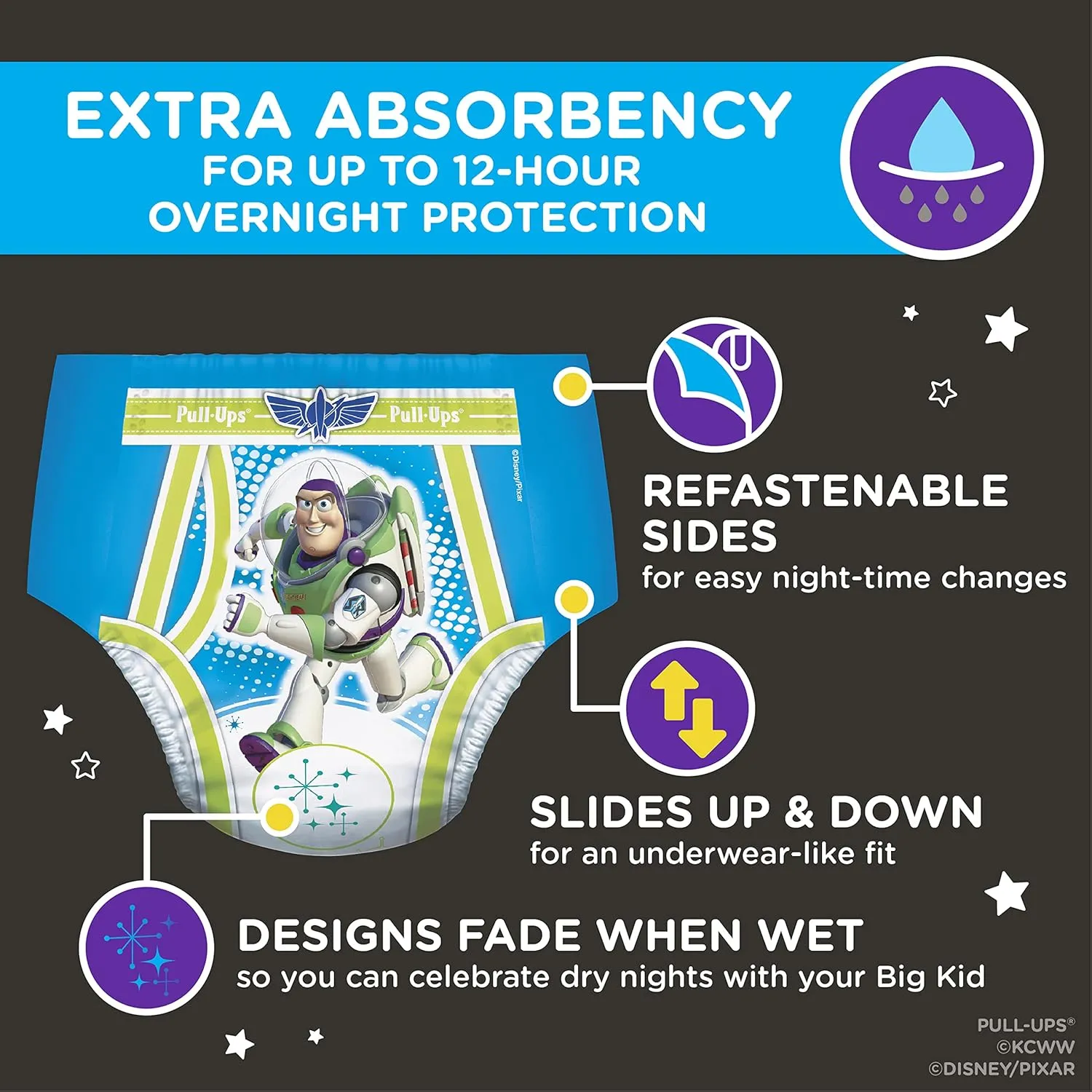 Pull-Ups Boys' Nighttime Potty Training Pants Training Underwear, 2T-3T, 21 Ct
