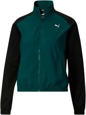 PUMA Womens Fit Logo Color Block Woven Jacket Training Athletic Outerwear Casual Moisture Wicking - Green - Size XS