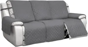 PureFit Water Resistant Reversible Sofa Covers for Reclining Sofa - Non Slip Split Recliner Couch Cover for 3 Cushion Couch, Washable Furniture Protector for Kid, Dog (3 Seat, Gray/Light Gray)