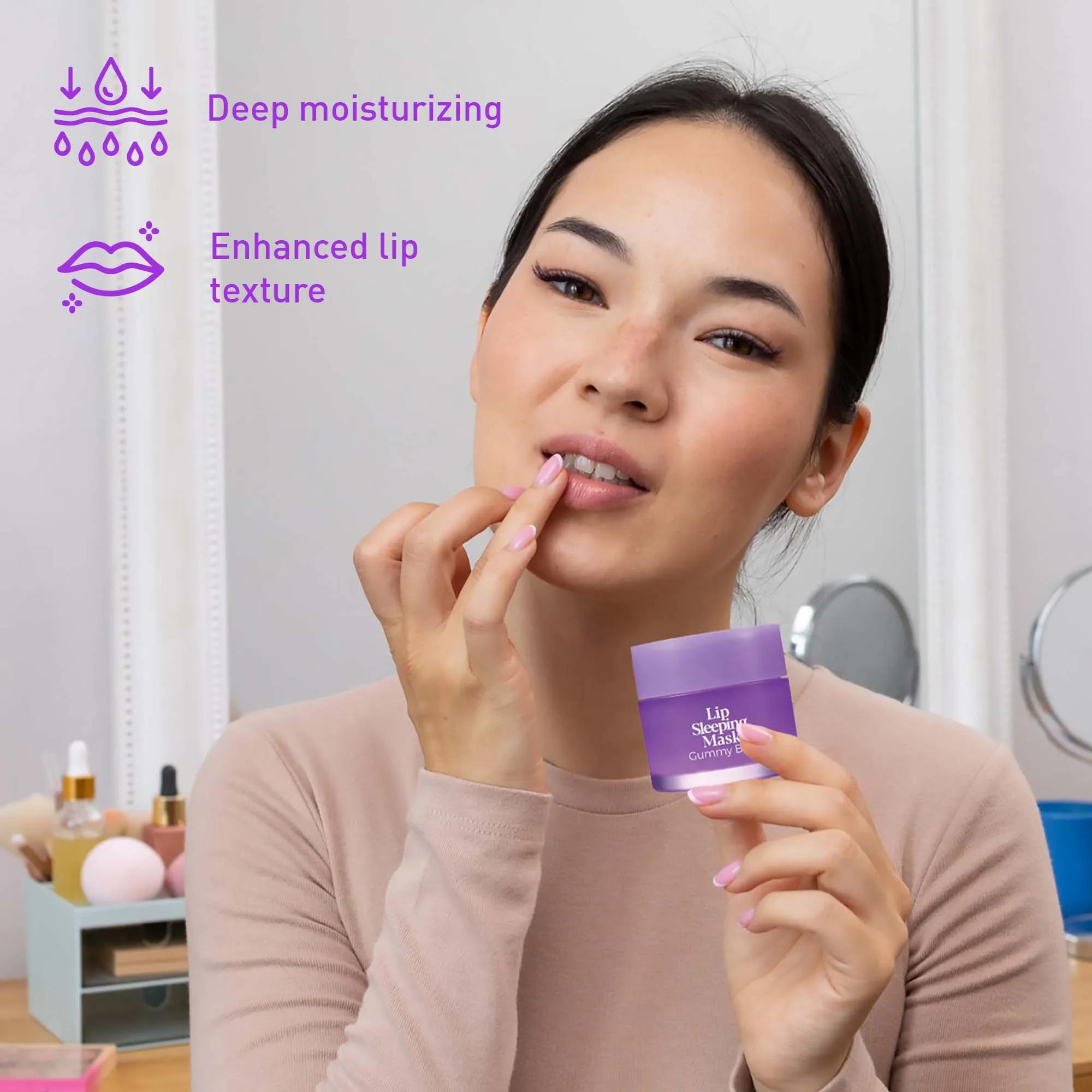 Pursonic Lip Care & Cleanse Bundle – Lip Sleeping Mask (Gummy Bear & Fresh Mint)   Makeup Removal Wipes (60-Count)