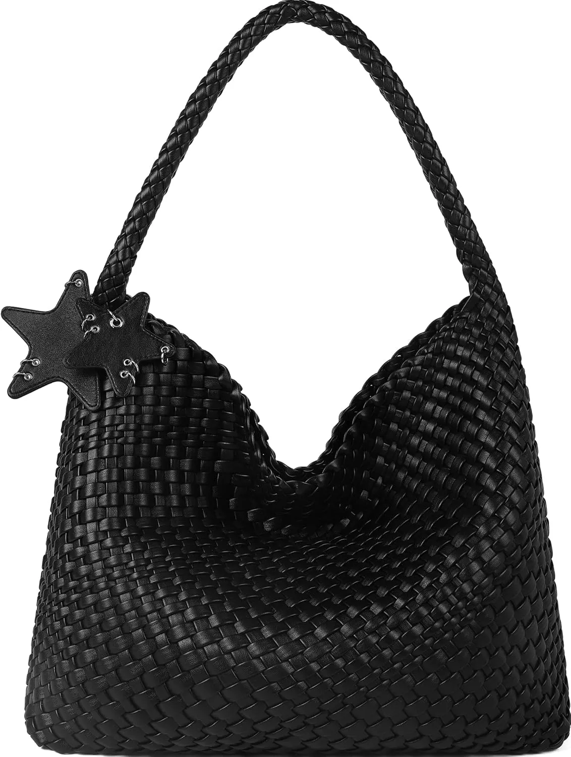 Queenoris Woven Tote Bag for Women, Fashion Vegan Leather Shoulder Handbags Summer Beach Bag Top-handle Travel Totes