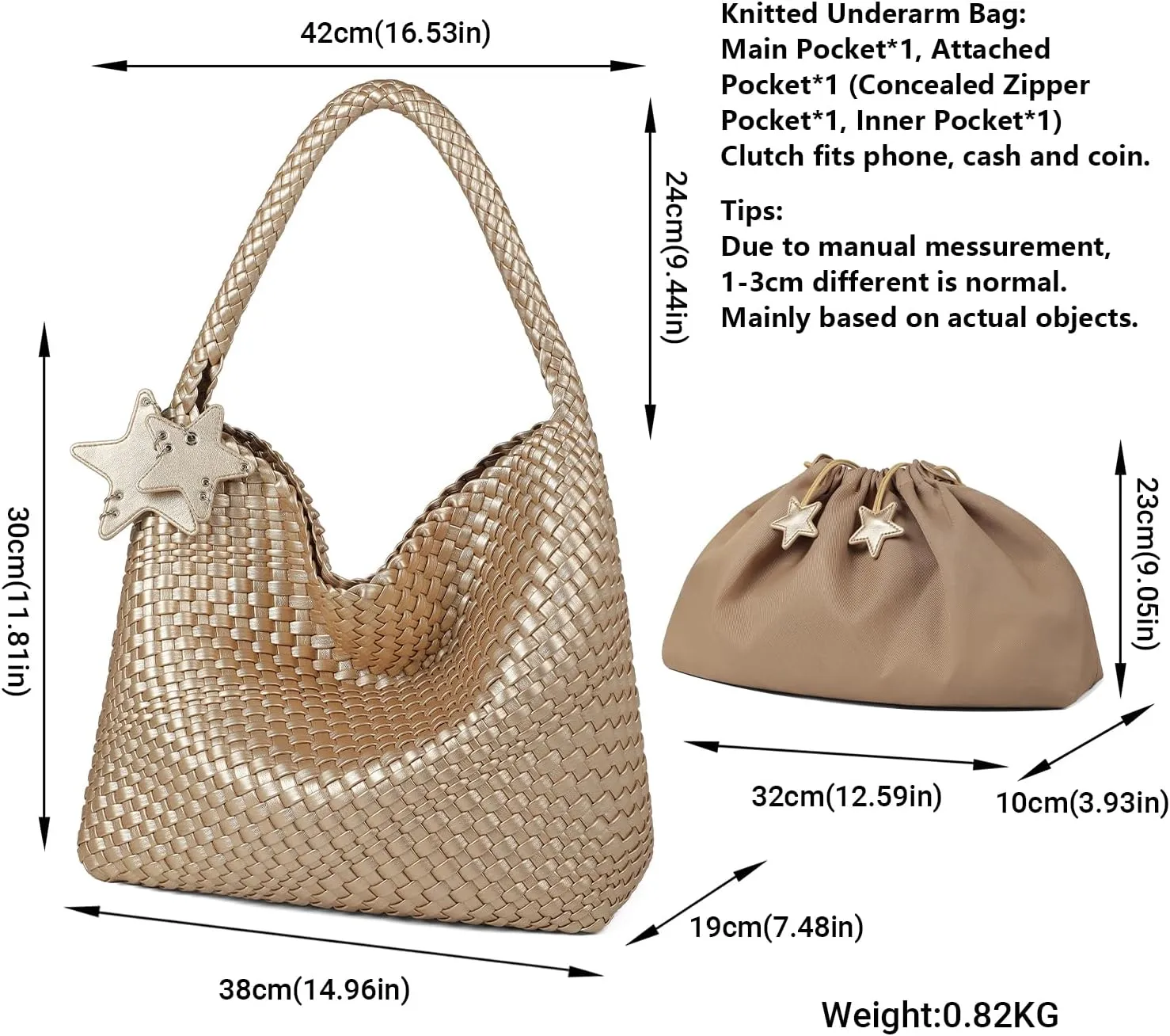 Queenoris Woven Tote Bag for Women, Fashion Vegan Leather Shoulder Handbags Summer Beach Bag Top-handle Travel Totes