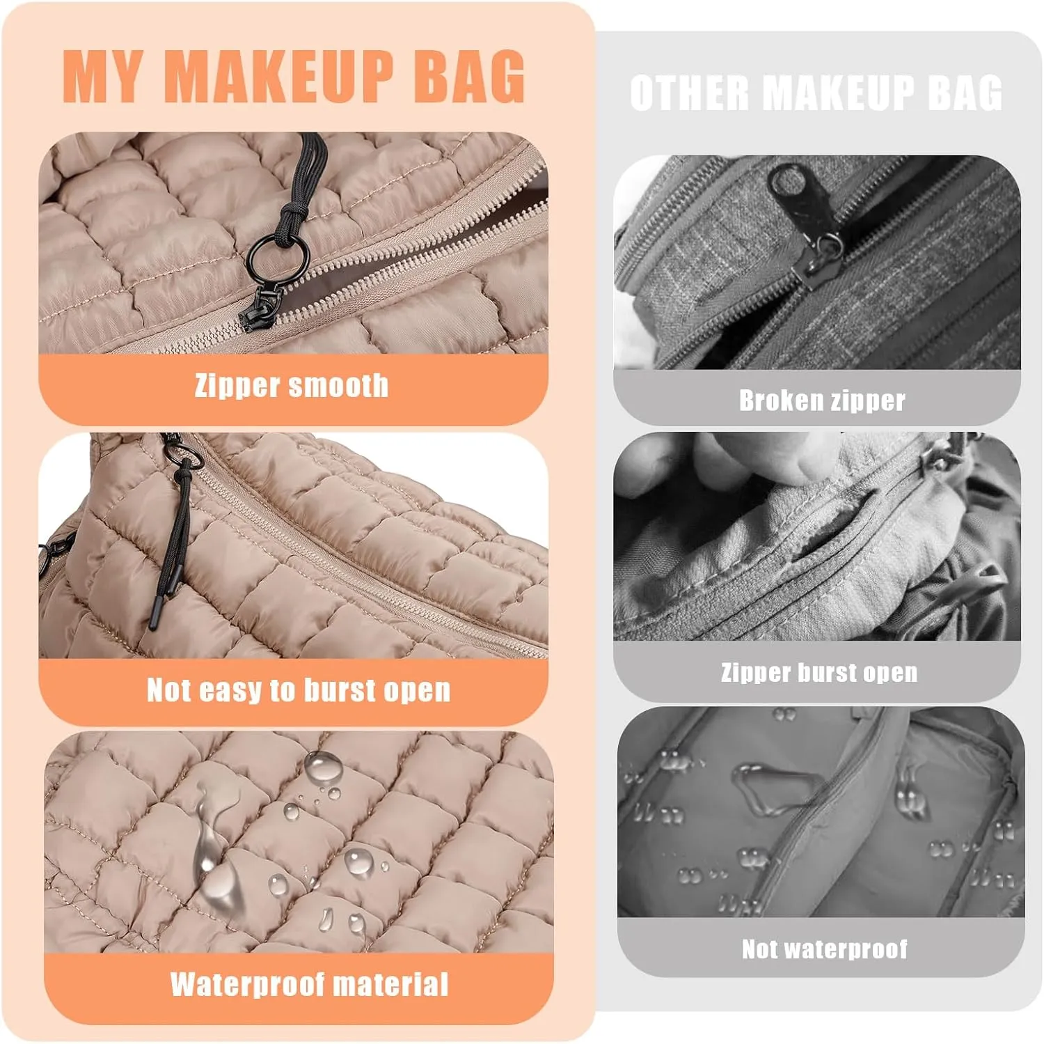 Quilted Tote Bag, Large Carryall Shoulder Hobo Bag, Lightweight Puffer Design