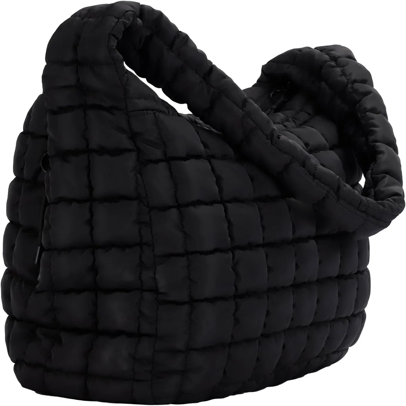 Quilted Tote Bag, Large Carryall Shoulder Hobo Bag, Lightweight Puffer Design