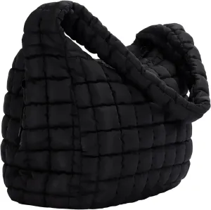 Quilted Tote Bag, Large Carryall Shoulder Hobo Bag, Lightweight Puffer Design