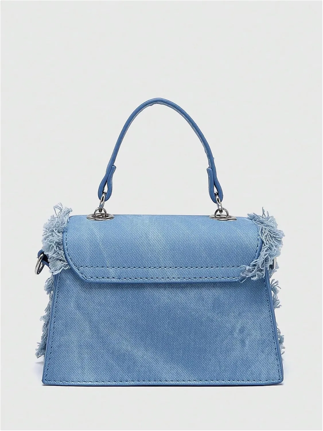 QWINEE Women's Fringe Hobo Bag Tassel Trim Small Denim Bag Vegan Suede Tassel Hippie Crossbody Bag