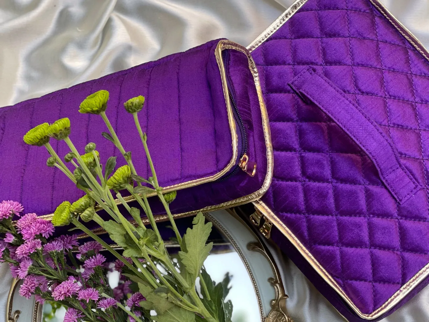 Raw Silk Jewelry Organizer Set