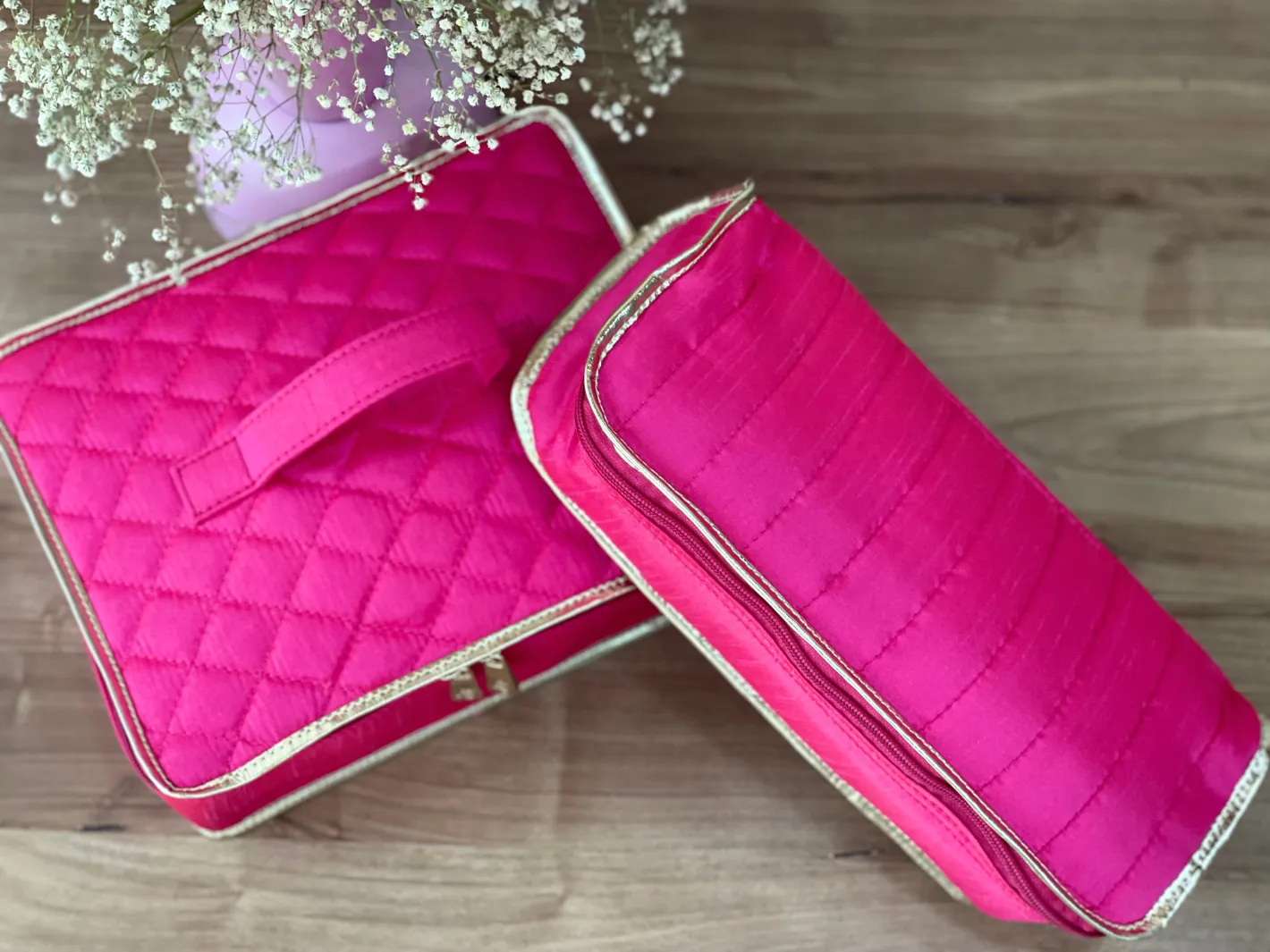 Raw Silk Jewelry Organizer Set
