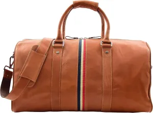 Real Leather Holdall Weekend Overnight Travel Barrel Bag Springfield Cognac