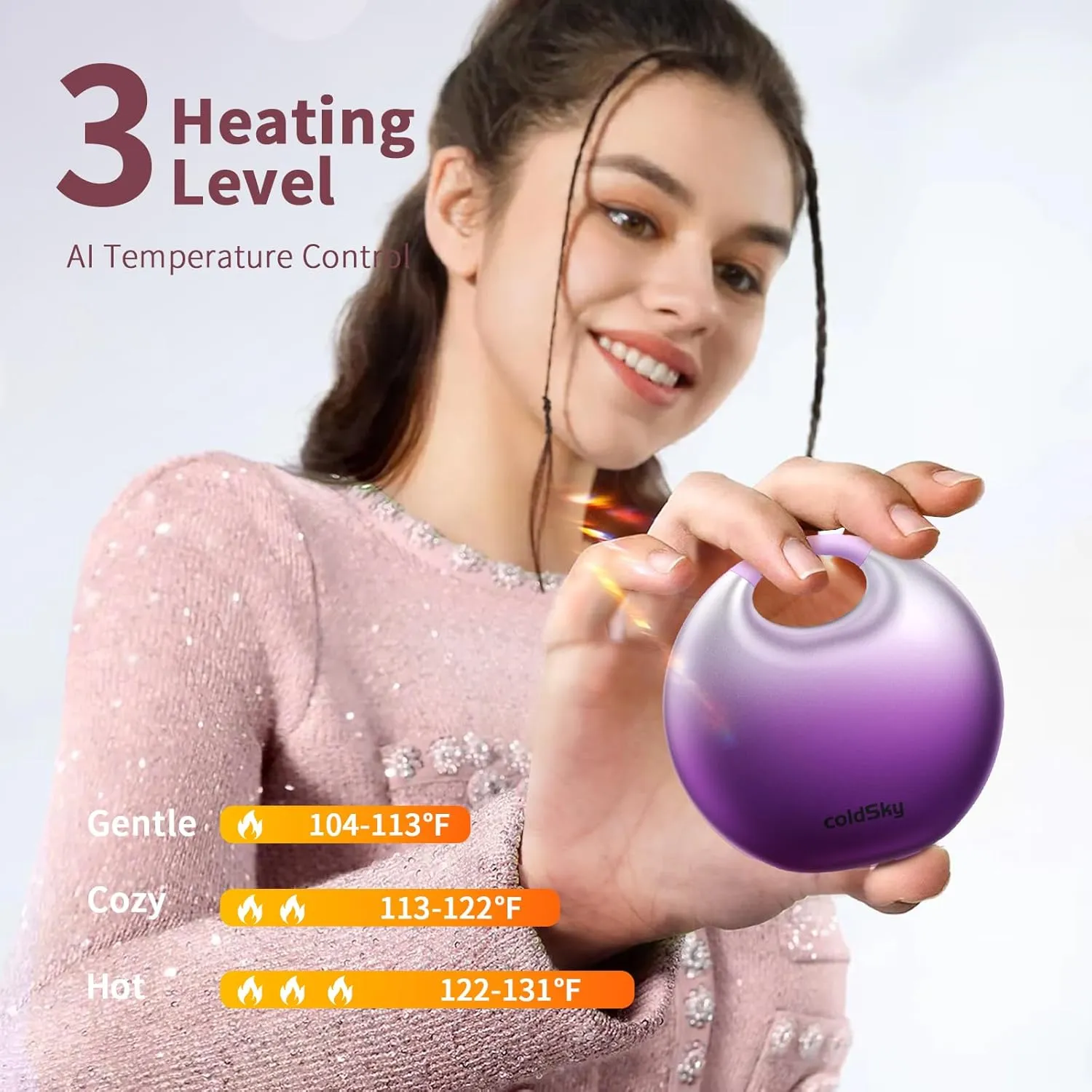 Rechargeable Hand Warmers Tote-Style Electric Hand Warmer with 3 Heating Levels, 4000mAh Battery, Portable Heater Gift for Women, Christmas, Camping, Skiing, Hunting